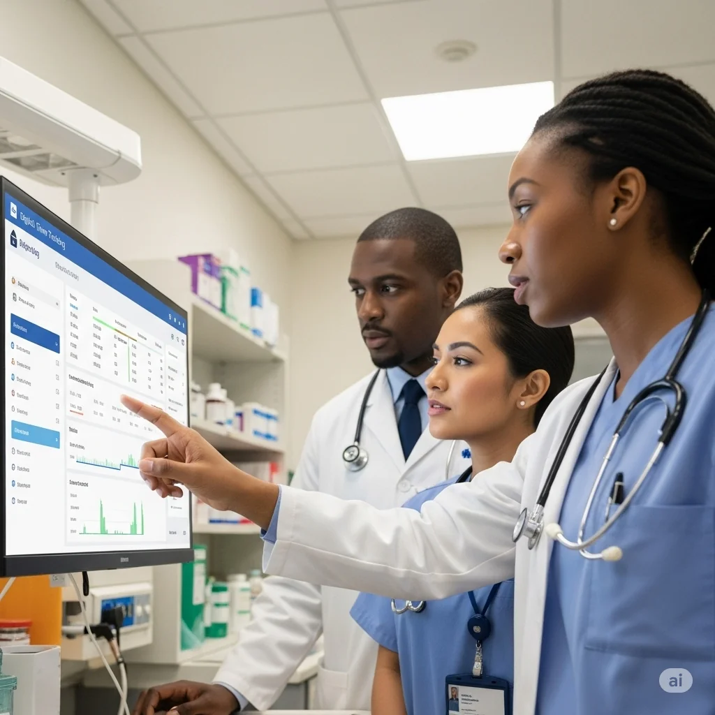 Professionelle Reinigungskraft mit digitaler Zeiterfassung